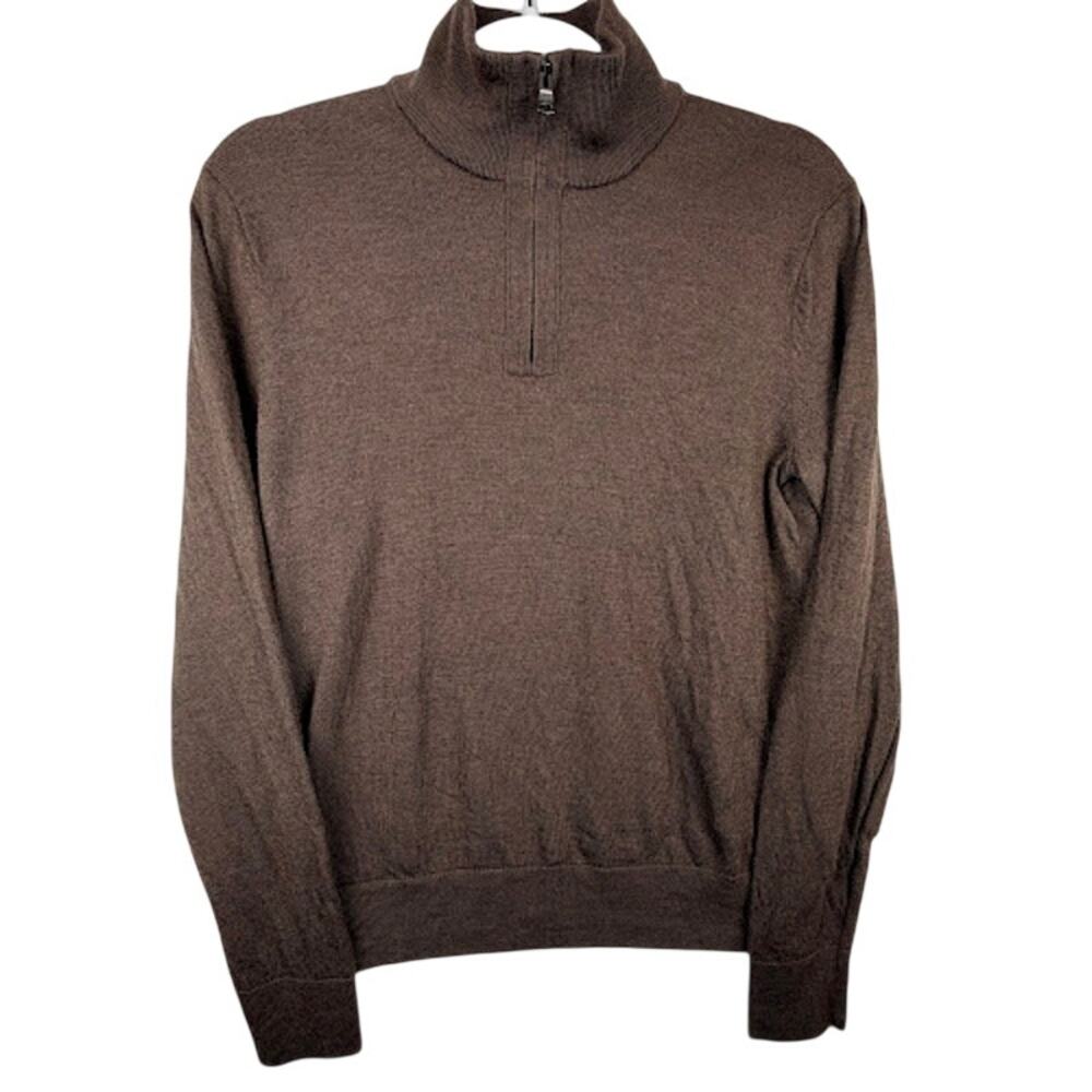 Banana Republic Baruffa Yarn Italian Merino Wool Half Zip Sweater Size S Brown